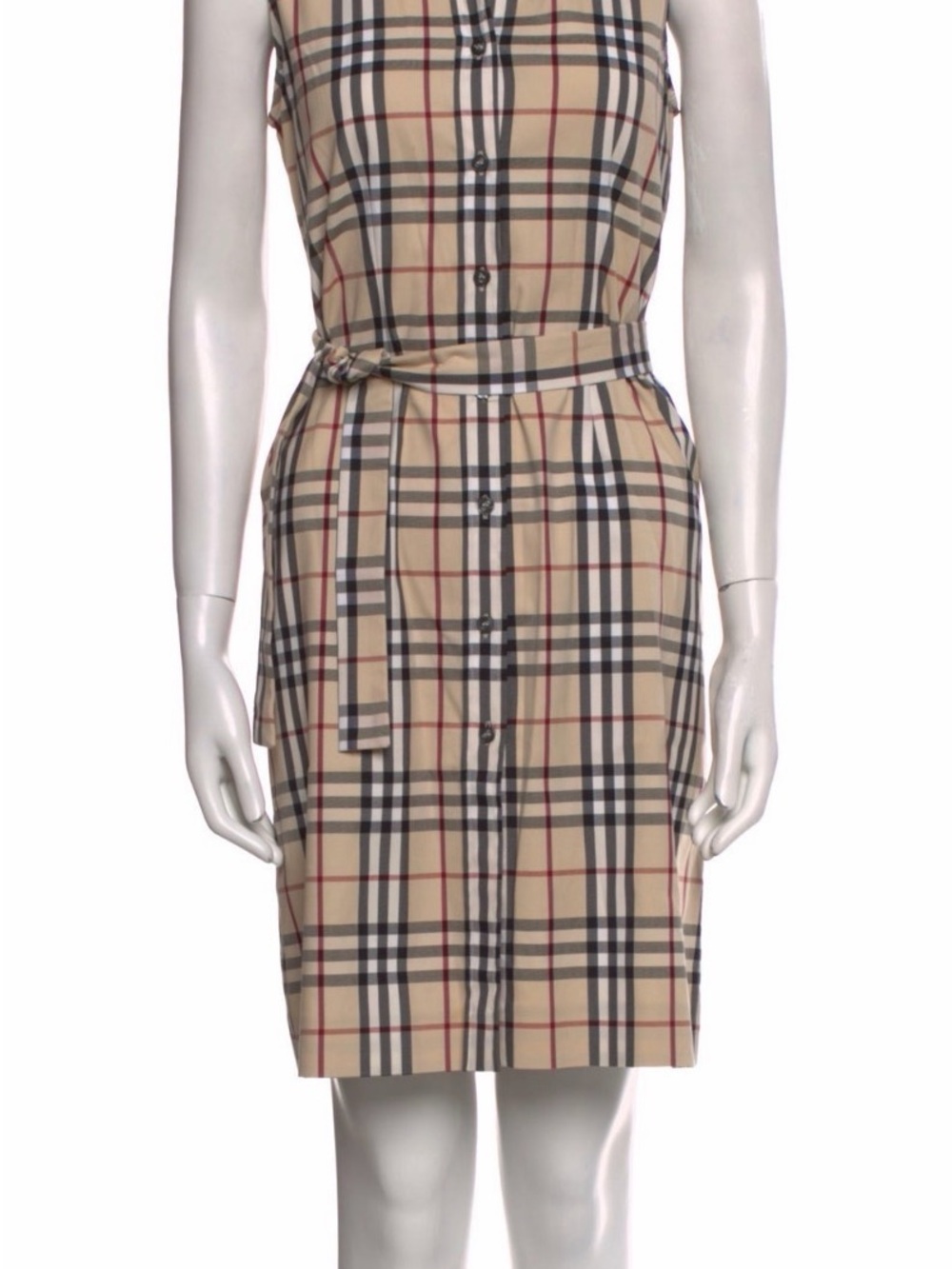 Burberry Nova Check Midi Shirt Dress with Self Tie